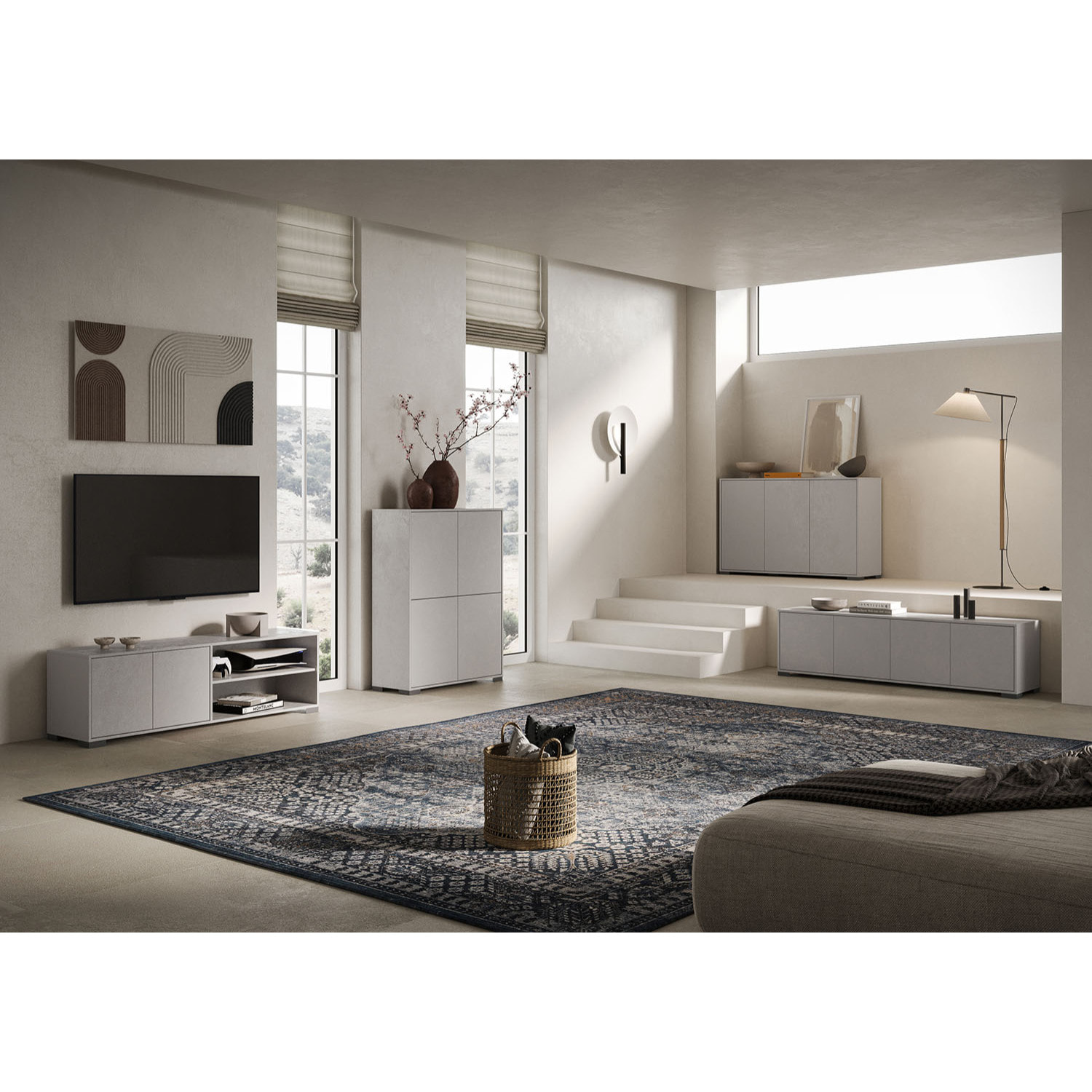 Credenza alta 4 ante 90x35x120 cm Lumina cashmere