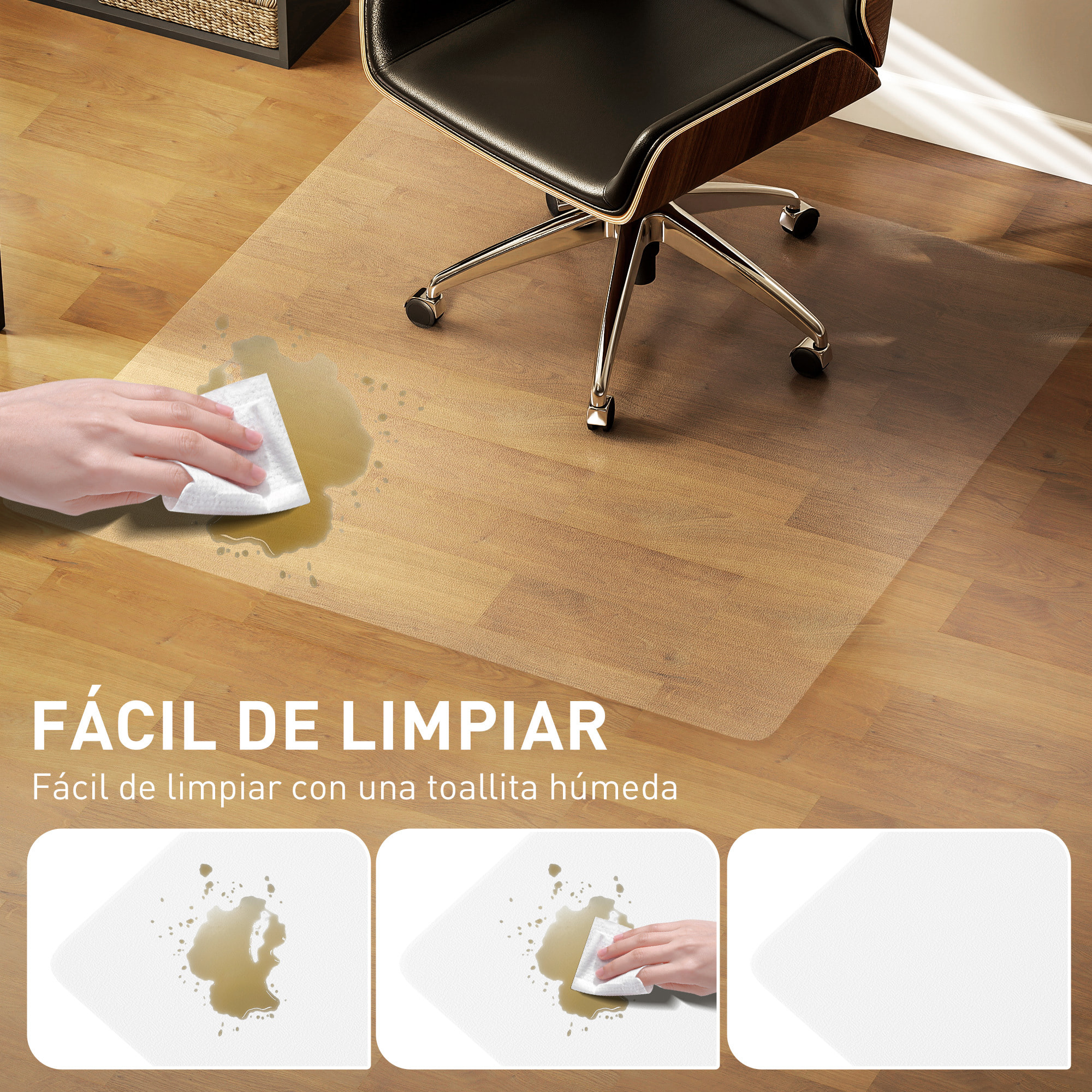 Alfombrilla Protectora para Suelos 120x120 cm Alfombra para Silla de Escritorio para Oficinas para el Hogar Resistente y Fácil de Limpiar Transparente