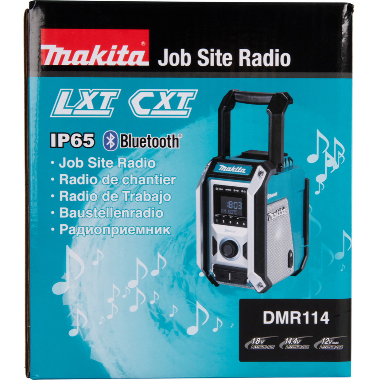 Radio de chantier 12 à 18V LXT-CXT - MAKITA - Sans batterie ni chargeur - adaptateur secteur - DMR114