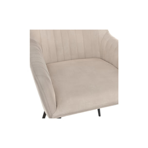 Chaises avec accoudoirs Ariana en velours et pieds métal - lot de 2 - Taupe