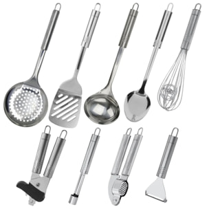 Ensemble de 9 ustensiles de cuisine inox Fackelmann Ovale
