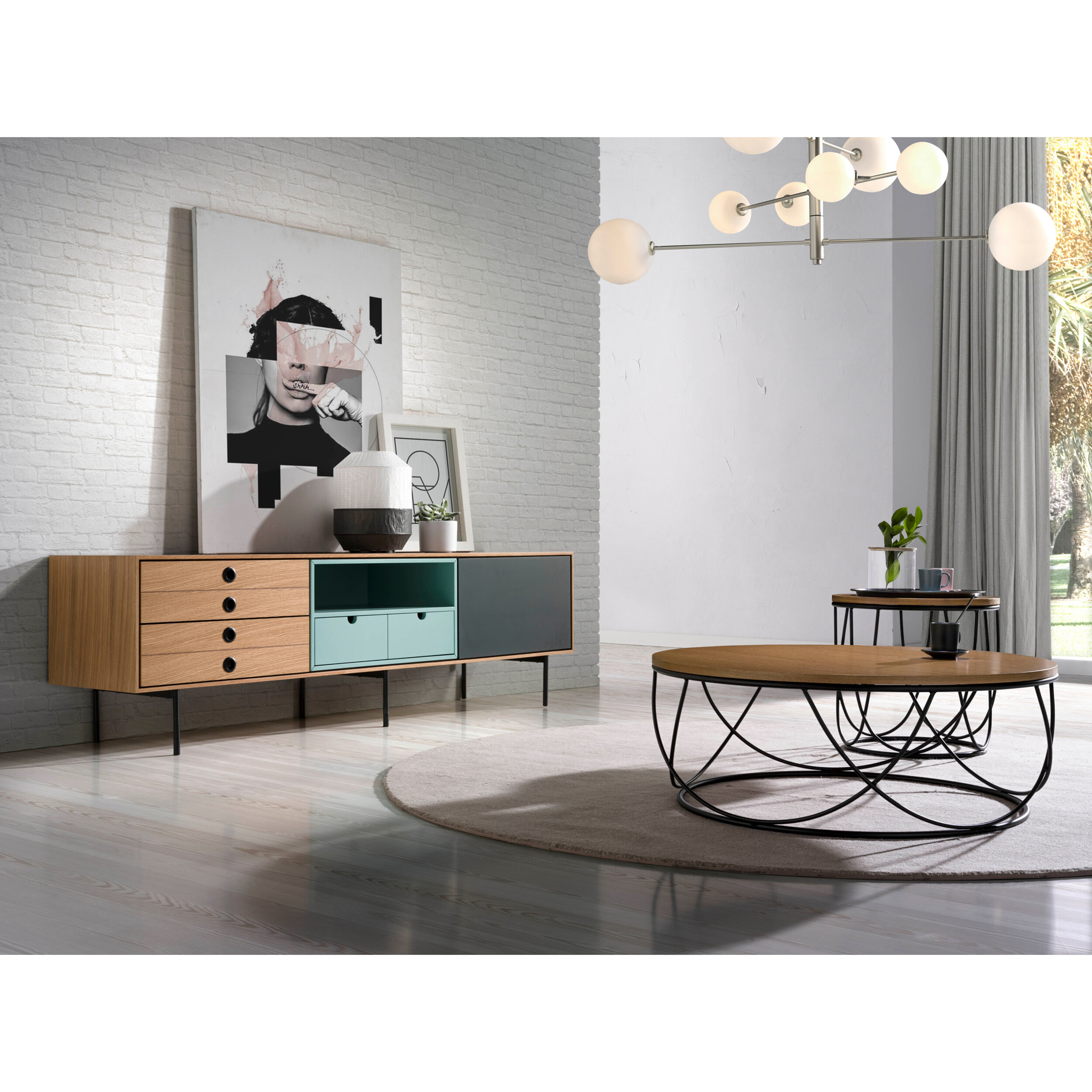 Mesa de centro – Roble y negro