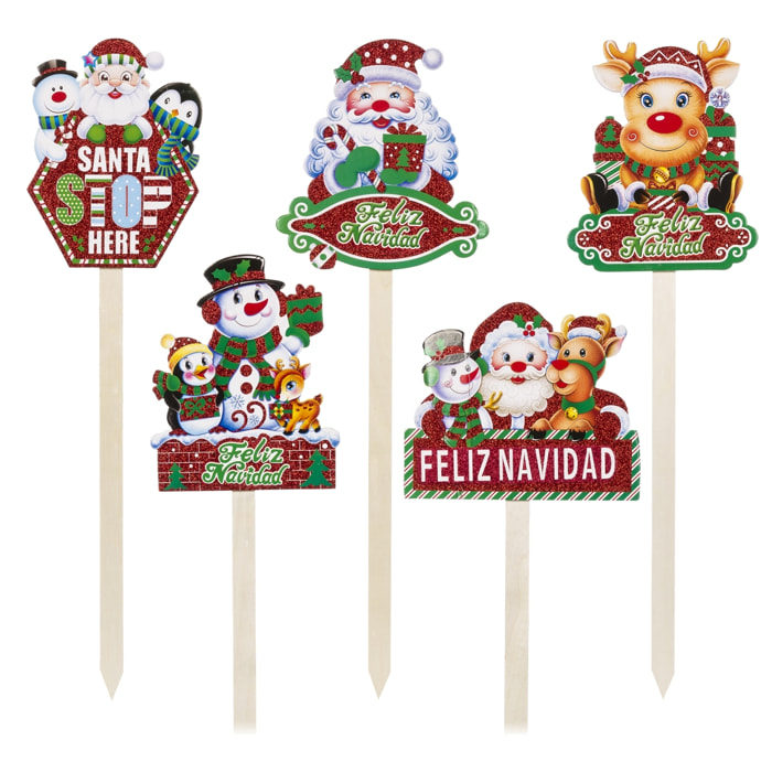 DAM  Decorazione natalizia in Foamboard con paletto, 68 cm. 5 disegni casuali. 15x3x68cm. Colore: multicolore