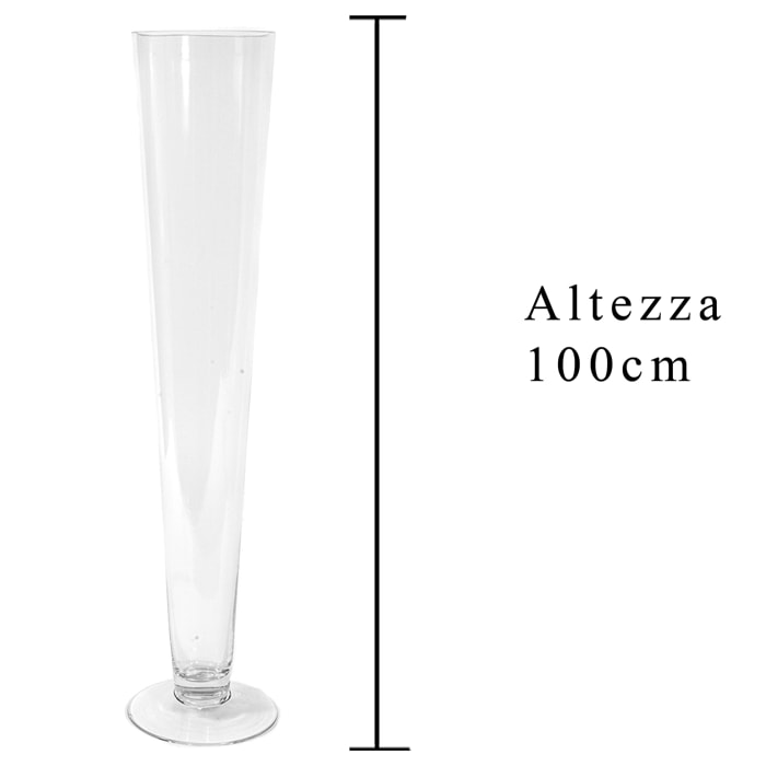 Vaso A Cono Con Piedistallo. Altezza 100 Cm - Pezzi 1 - 14,5X100X14,5cm - Colore: Incolore - Bianchi Dino - Vasi E Cont. Vetro, Alzate