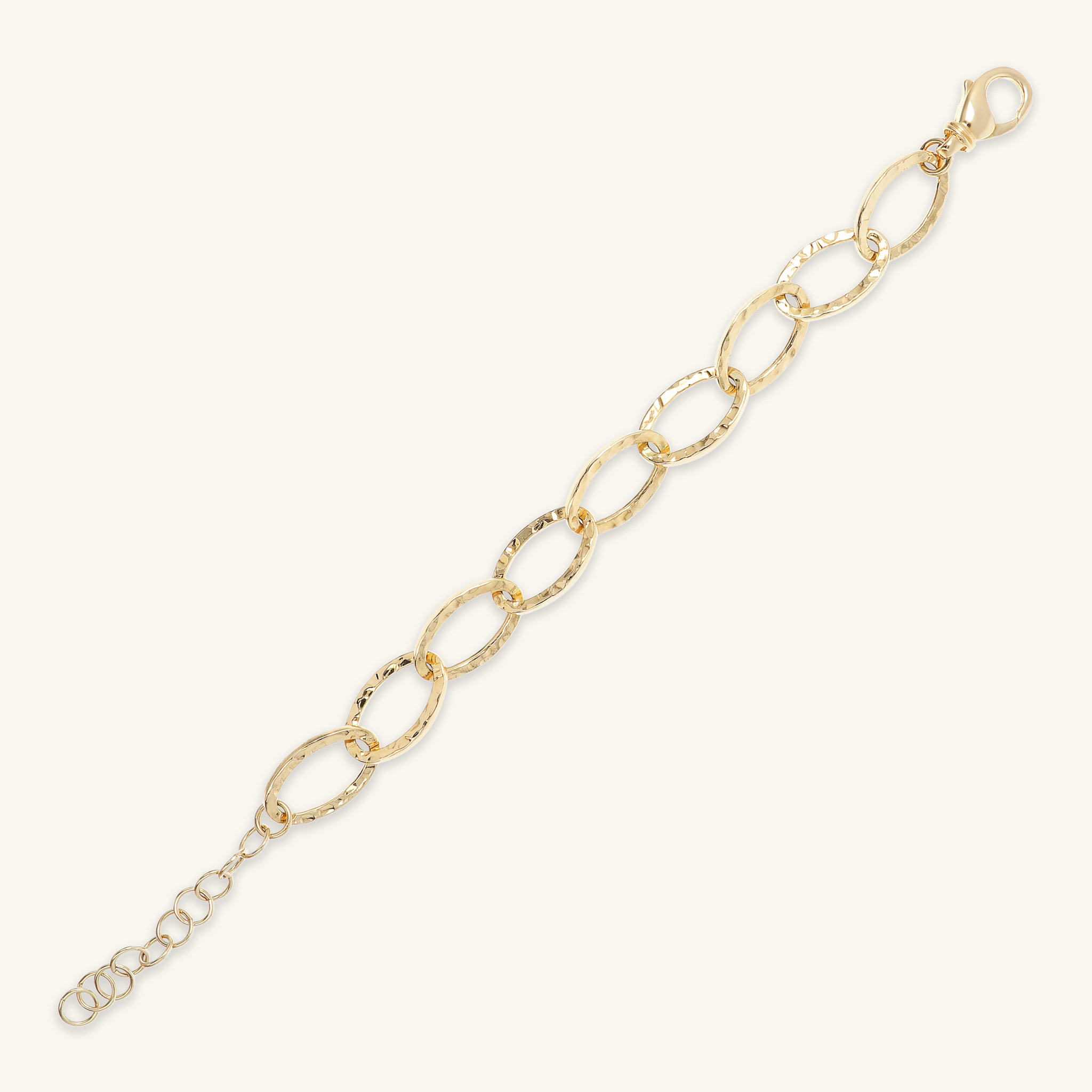 Bracciale Catena Sottile Ovale Allungata Martellata