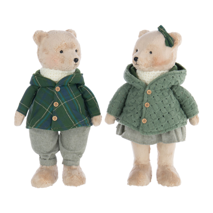 J-Line figurine Garçon + Fille - polyester - beige/vert - 2 pcs