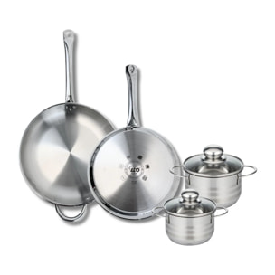 Ensemble de 2 Poêles de cuisson 28 et 32 cm et 2 faitouts 14 et 16 cm Elo Profi Brillant