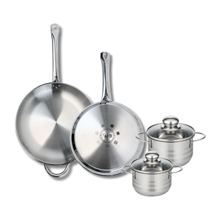 Ensemble de 2 Poêles de cuisson 28 et 32 cm et 2 faitouts 14 et 16 cm Elo Profi Brillant