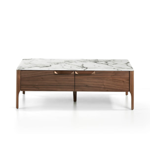 Mesa de centro de Angel Cerda de nogal y cerámico 120x60x40cm