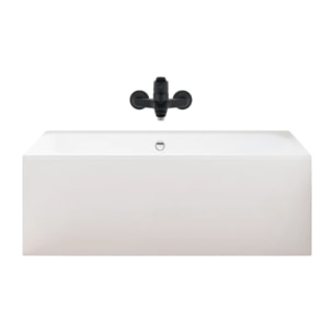 Pack baignoire droite 180 x 80 Elise + tablier en niche + mitigeur bain douche mural Aimé noir + vidage