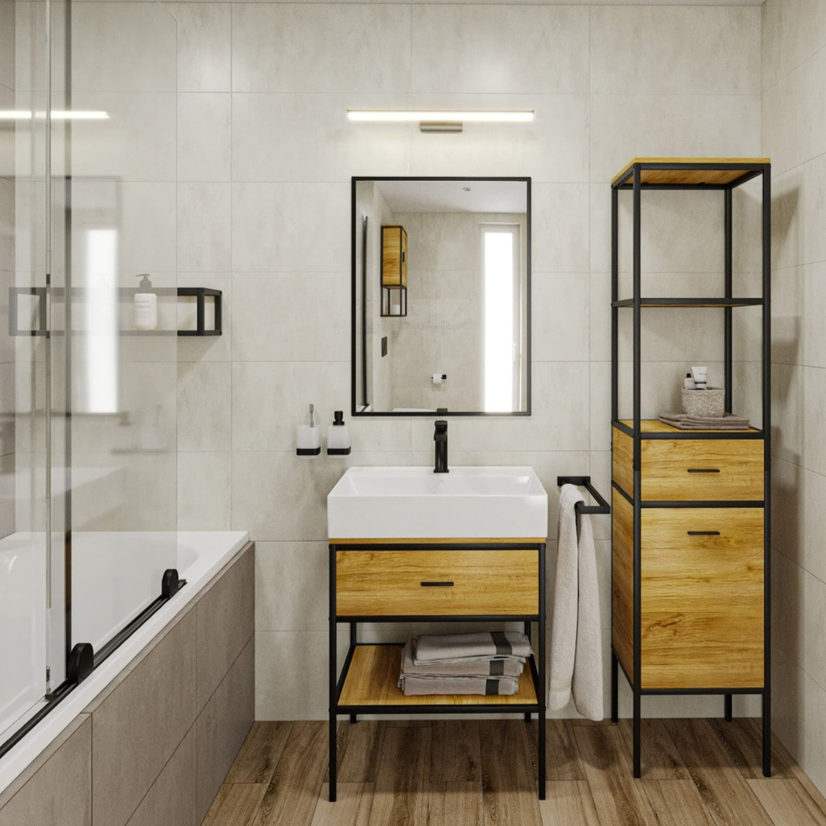 B-Way Mitigeur pour lavabo avec levier, Noir mat (SATBSBW271)