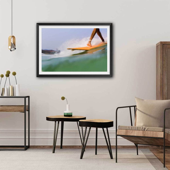 Affiche photo pas croisé hossegor beach Affiche sous cadre noir
