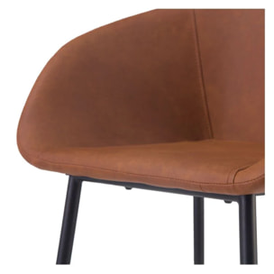 Lot de 2 chaises de bar 75 cm en cuir synthétique marron - Kalba