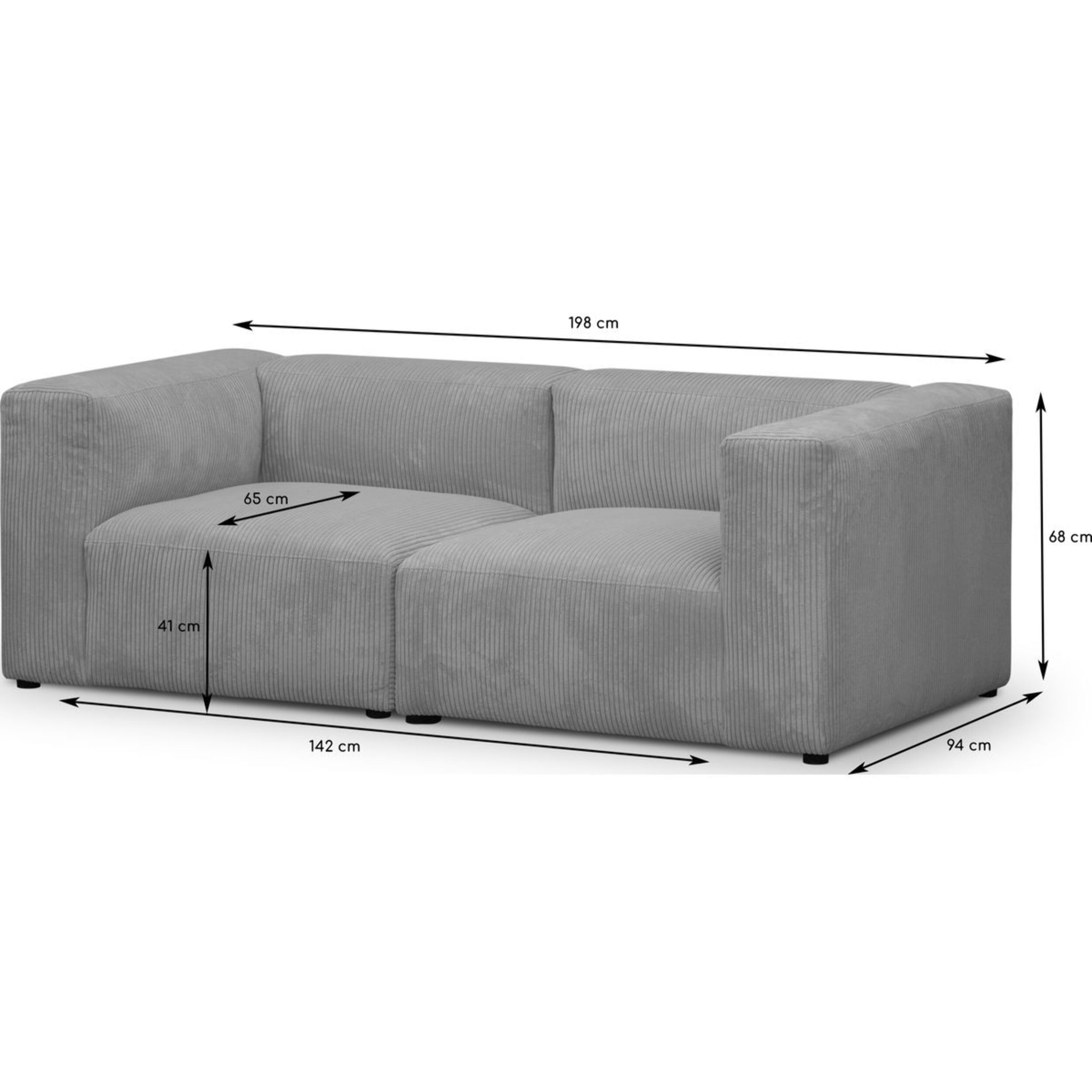 Canapé modulable 3 places en velours côtelé - MODULO