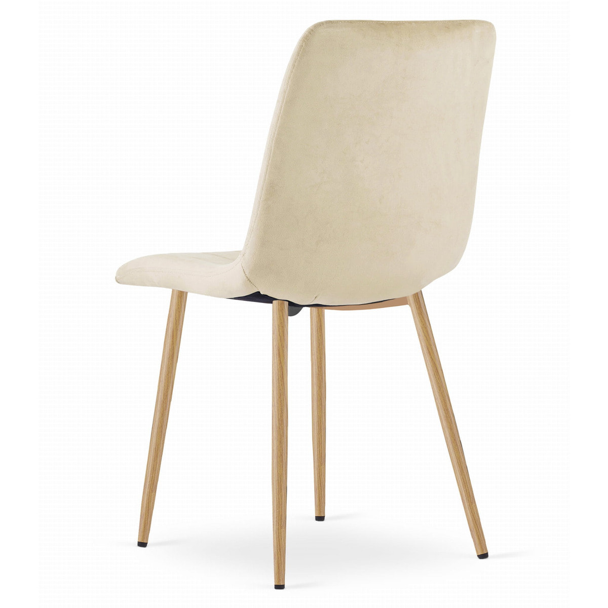 Sedia LAVA in velluto beige chiaro con gambe effetto legno