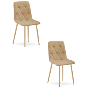 Set di 2 sedie Libra in tessuto beige con gambe effetto legno