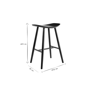 Tabouret de bar design noyer H65 cm DEMORY