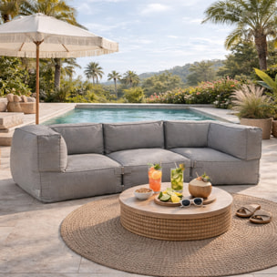 VERONE Salon de jardin modulable 3 places gris en tissu déperlant