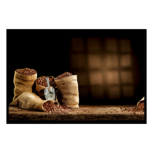 Affiche encadrée sacs grains de café fond noir Affiche + cadre en métal - Noir