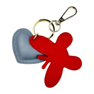Llavero de corazón azul cielo Cheval Firenze mariposa roja