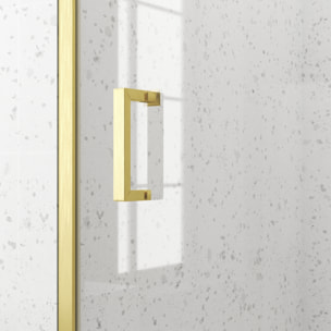 Porte de douche Coulissante 120x200cm - Profilés Or Doré Brossé - Verre Trempé 6mm - GOLDY CRUSH