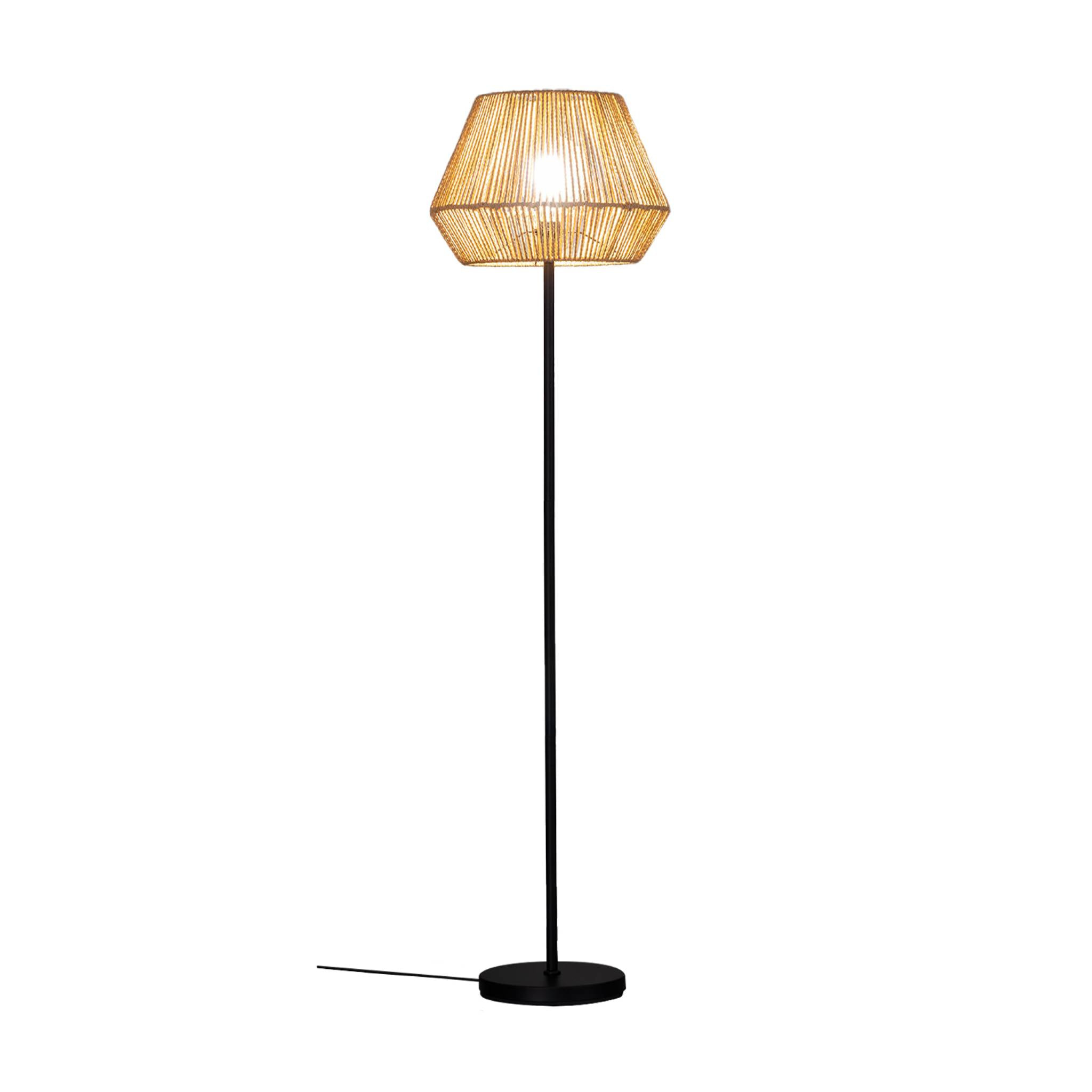 Lampadaire salon effet rotin Gabin naturel H 150cm