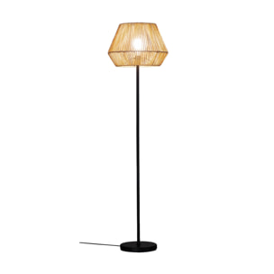 Lampadaire salon effet rotin Gabin naturel H 150cm