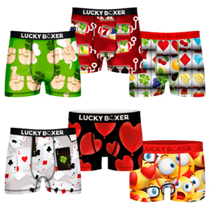 6 calzoncillos lucky boxer diseño variado