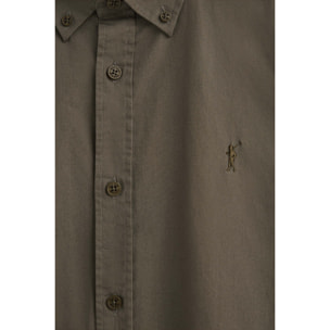 Camicia verde militare in popeline regular fit con logo Rigby Go