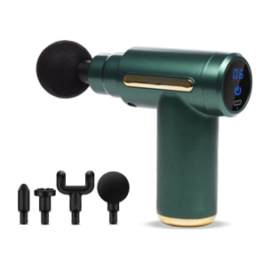 Mini pistola per massaggio muscolare Fascia Gun BX720 con touchscreen. 6 livelli con velocità da 1800 a 3200 rpm. 4 teste.