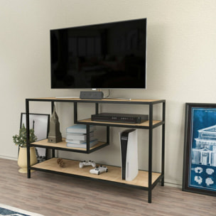 Mobile porta TV Dplizzar, Credenza da soggiorno, Armadio basso per TV, Base parete attrezzata, 120x39h75 cm, Quercia e Nero