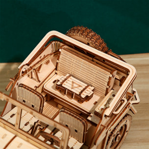 Maqueta de Madera 3D, diseño de Todoterreno con movimiento mecánico. 395 piezas.