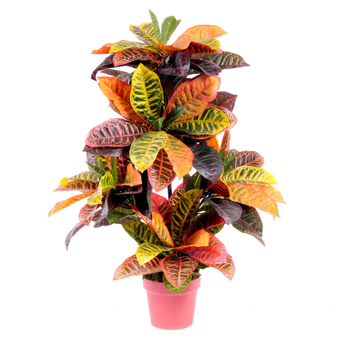 Croton Con Vaso, Composto Da 136 Foglie. Altezza 100 Cm - Pezzi 1 - 60X100X60cm - Colore: Verde - Bianchi Dino - Piante Artificiali