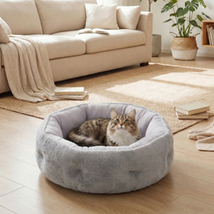 Lit pour chat réversible rebord de soutien tissu gris clair