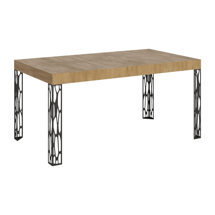 Table Ghibli Extensible Dessus Chêne Nature 90x160 Allongée 264 cadre Anthracite