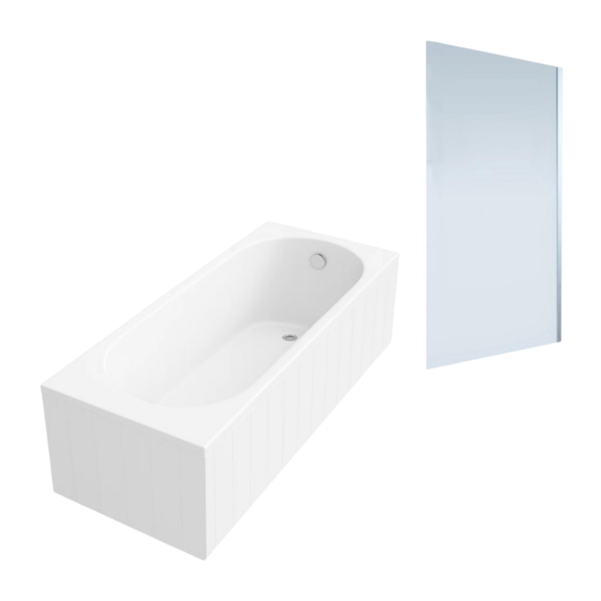 Baignoire droite VILLEROY & BOCH O.novo 170x75cm Blanc + Pare bain droite AURYS Mist 1 chromé