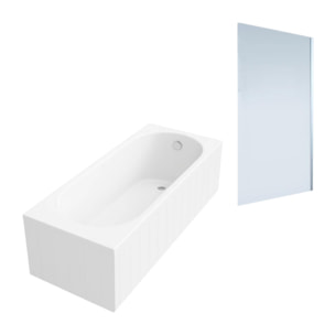 Baignoire droite VILLEROY & BOCH O.novo 170x75cm Blanc + Pare bain droite AURYS Mist 1 chromé