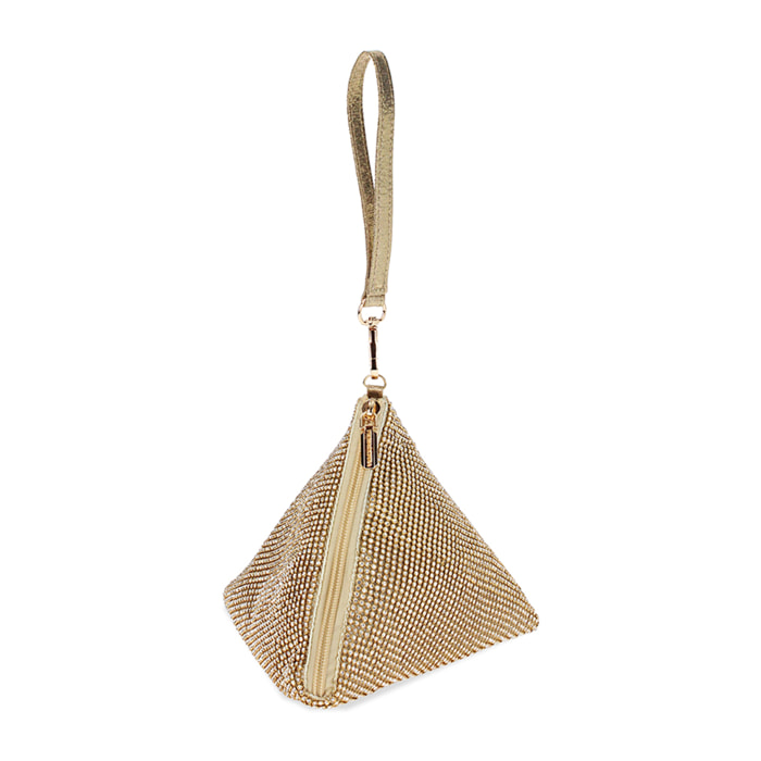 Mini bag donna oro in laminato con pietre