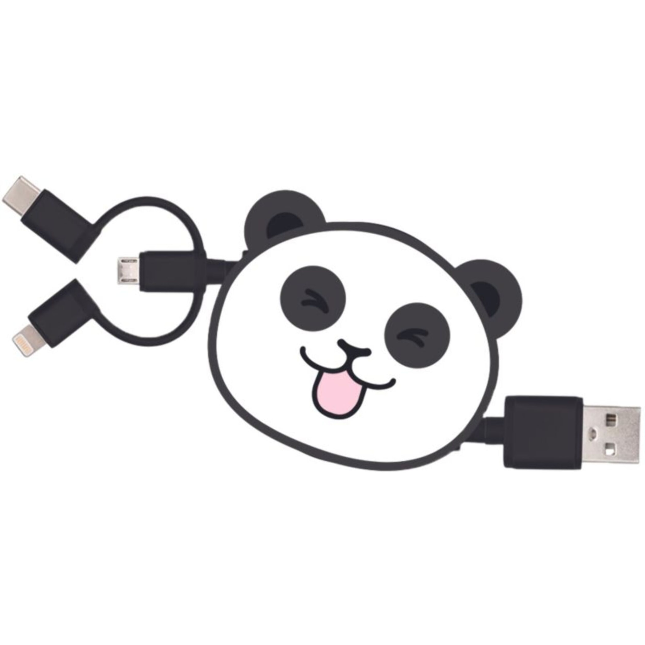 Câble trio YELLO KOKO USB vers USB-C/Micro/Ligthning 1M Panda