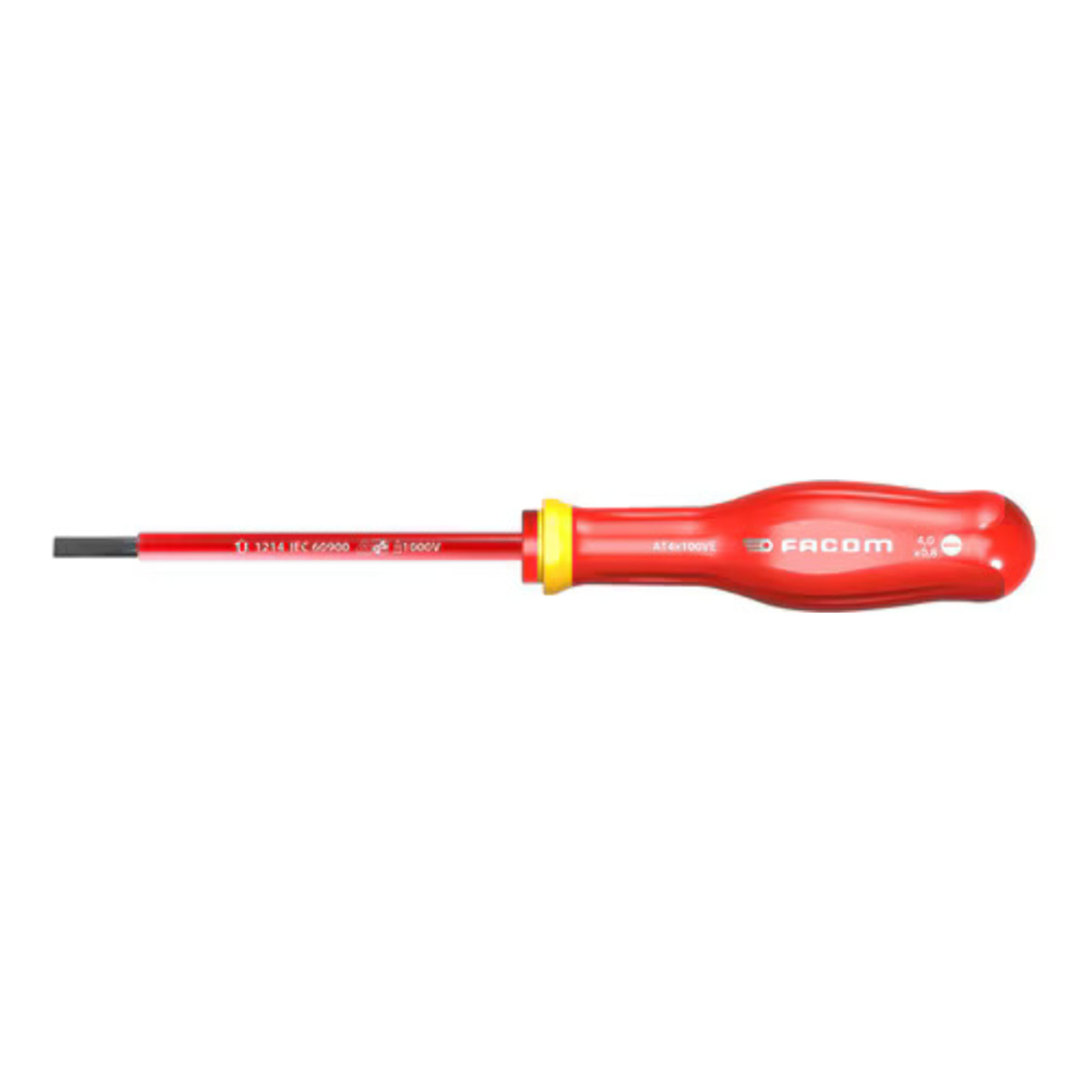 Tournevis Protwist isolé 10000 Volts pour vis à fente 4x100 - lame fraisée 5.5 mm - FACOM - AT4X100VE