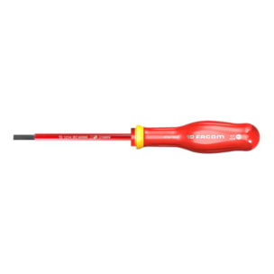 Tournevis Protwist isolé 10000 Volts pour vis à fente 4x100 - lame fraisée 5.5 mm - FACOM - AT4X100VE