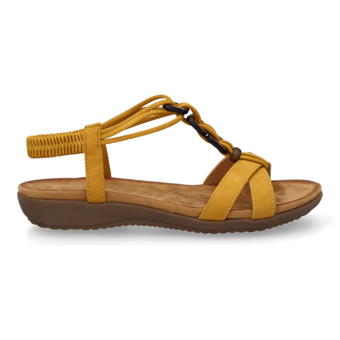 Sandalias planas para mujer, comodas con material elastico en el talon, diseño moderno con adornos en el empeine