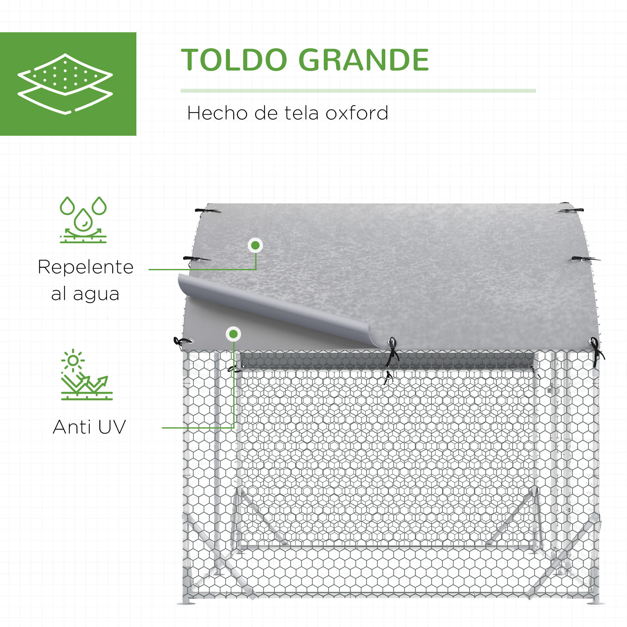 Gallinero para Exterior Grande de Acero Galvanizado 280x190x197 cm Jaula de Aves Cubierta de Tela Oxford Impermeable y Resistente a los Rayos UV para Patio Plata