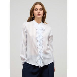 Oltre - Camicia a righe con volant - Bianco