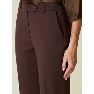 Oltre - Pantalones pitillo en punto milano - Marrón