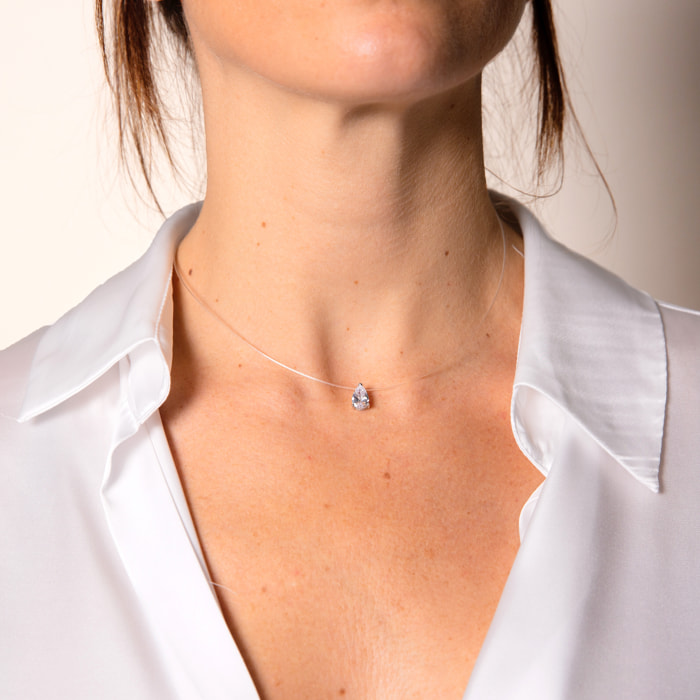 Collana Fantasmino con Punto Luce Goccia in Cubic Zirconia
