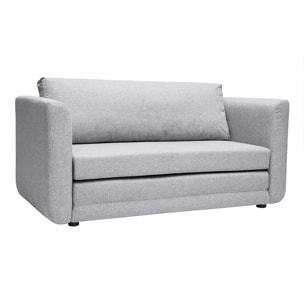 Canapé convertible 2 places en tissu gris clair LEON