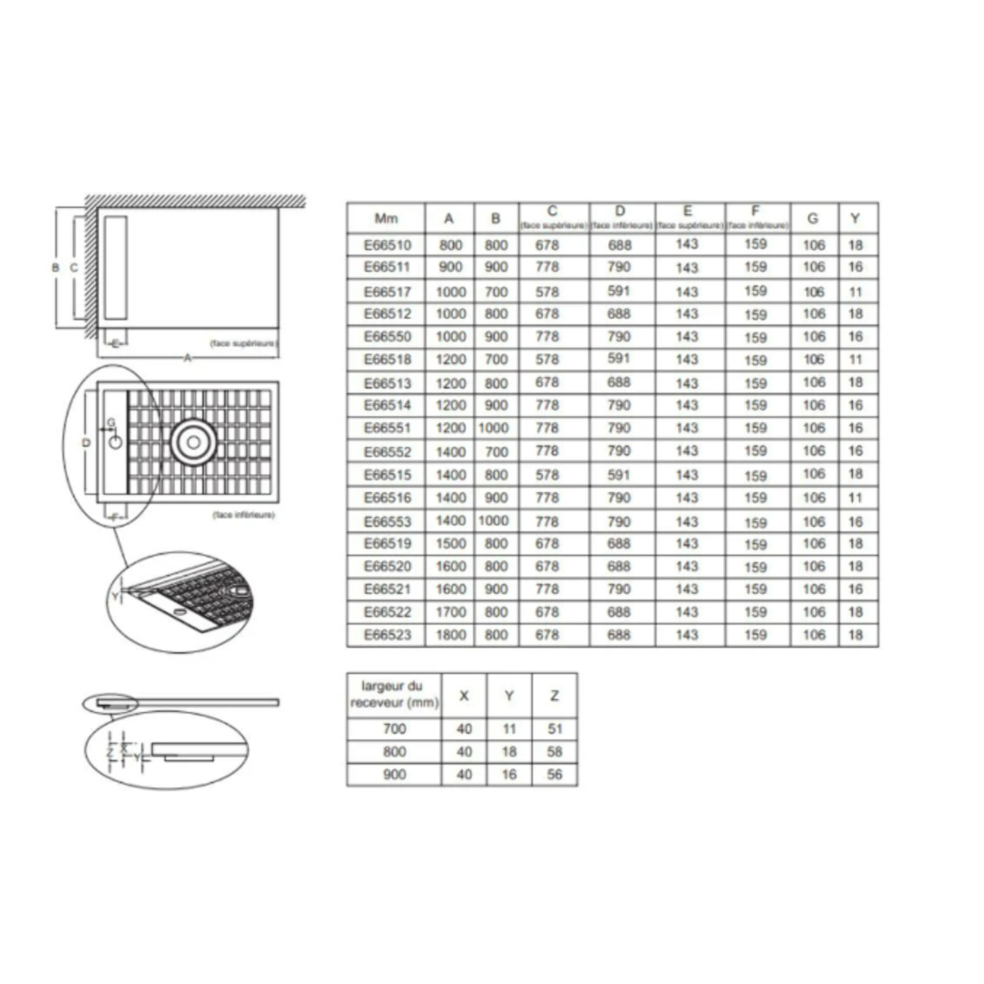 Receveur de douche antidérapant 80 x 80 Flight Neus carré blanc + bonde + capot