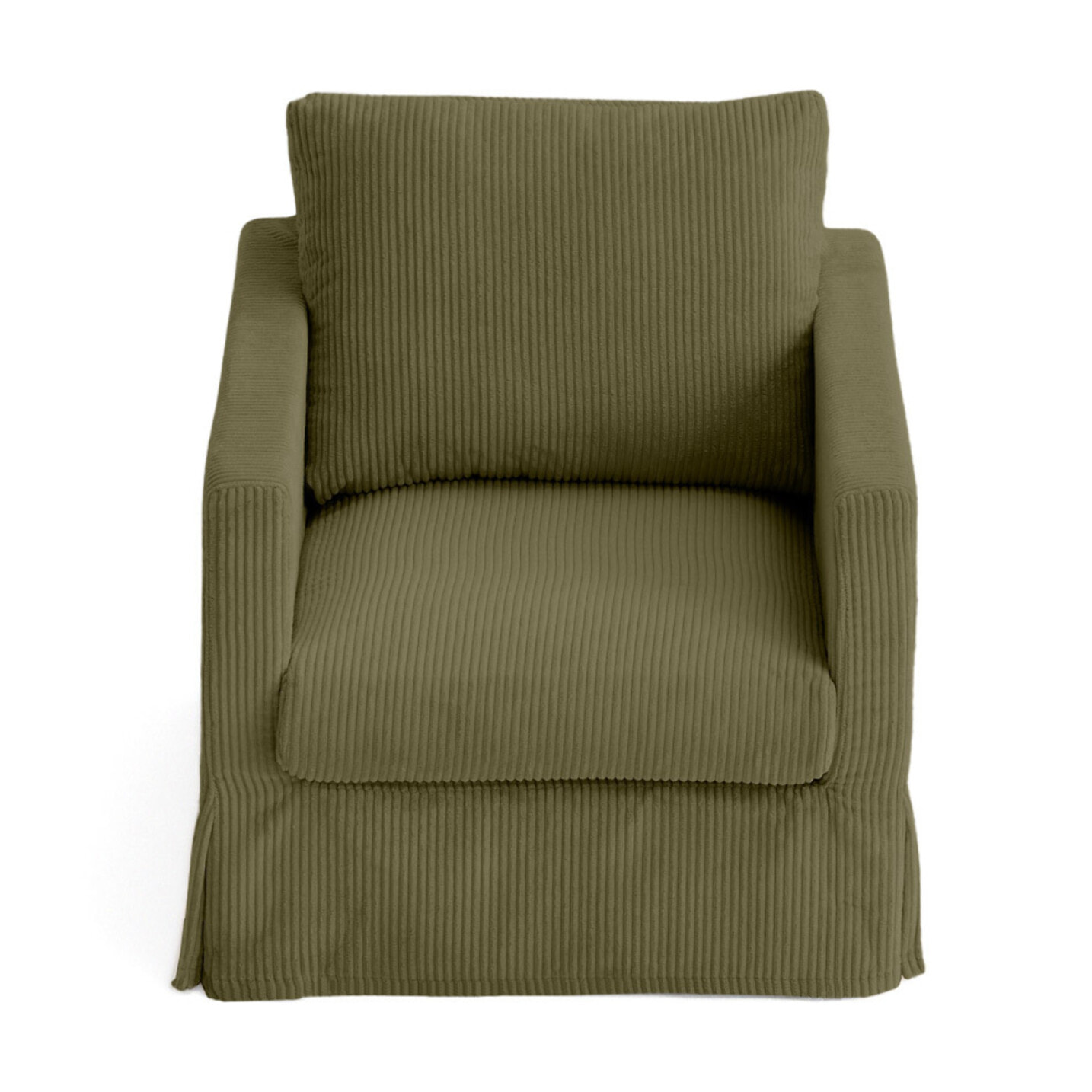 Serena - fauteuil déhoussable en velours côtelé - Vert Kaki