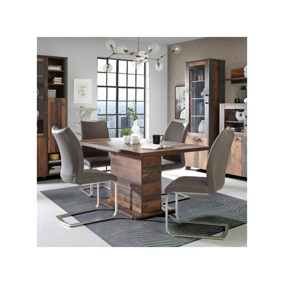Table extensible en bois L160/200cm effet bois vieilli - FRED